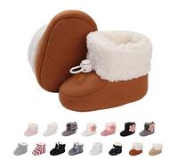Stivaletti Invernali per Neonato, Inverno Caldo Bambini Stivali da Neve Fondo Morbido Antiscivolo Cotone Piatto Pelliccia Calzino Bootie Regolabile Scarpe Primi Passi Bambina 0-6 Meses Marrón