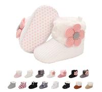 Stivaletti Invernali per Neonato, Inverno Caldo Bambini Stivali da Neve Fondo Morbido Antiscivolo Cotone Piatto Pelliccia Calzino Bootie Regolabile Scarpe Primi Passi Bambina 6-12 Meses Blanco