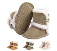 Stivaletti Invernali per Neonato, Inverno Caldo Bambini Stivali da Neve Fondo Morbido Antiscivolo Cotone Piatto Pelliccia Calzino Bootie Regolabile Scarpe Primi Passi Bambina 12-18 Meses Gris