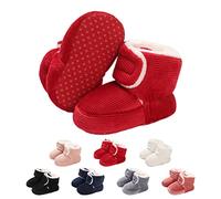 Stivaletti Invernali per Neonato, Inverno Caldo Bambini Stivali da Neve Fondo Morbido Antiscivolo Cotone Piatto Pelliccia Calzino Bootie Regolabile Scarpe Primi Passi Bambina 12-18 Meses Rojo