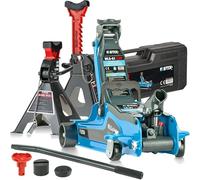 Stix gato hidráulico con ruedas 2,5T con caballetes de apoyo 3T - Gato hidráulico y soportes de taller para coches y SUV, altura ajustable, construcción estable para un trabajo seguro