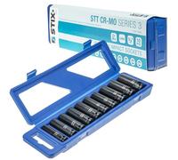 STIX Juego de 10 llaves de impacto de 1/2" con inserto protector CR-MO para llaves de impacto - Juego de llaves de impacto de fuerza 13-26 mm, llave de impacto para tuercas de rueda, inserto de llave