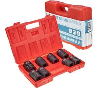 STIX Juego de Llaves de Vaso de Impacto 1" CR-MO 24-38 mm 8 Piezas | Con inserciones protectoras, para llaves de impacto, calidad profesional para talleres
