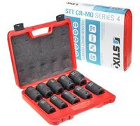 STIX Kraft - Juego de llaves de vaso (3/4 pulgadas, 10 piezas, acero CR-MO, 24-46 mm, llaves de vaso para tornillos de rueda, juego profesional para taller y maquinaria pesada)