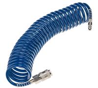 STIX Manguera de aire comprimido SP-PE 5 m, manguera flexible en espiral de 5/8 mm, manguera de aire PE, presión máxima 10 bar, con protección contra torceduras y acoplamiento rápido, para garaje y