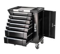 Stix UltimatePro A7 Carro de herramientas para taller con 7 cajones y gabinete lateral Plan de trabajo de acero inoxidable Bloqueo centralizado Carro de herramientas profesional para garaje e