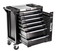 Stix UltimatePro B7 Carro de taller con 7 cajones y compartimento de carga, con superficie de trabajo de acero inoxidable, panel perforado, calidad profesional para garaje e industria
