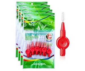 STJUNR 40 Piezas Cepillos Interdentales, Interdentales Lacer, Palillo de Dientes Cepillo Dientes Reutilizable Hilo Dental para Limpieza Dental Higiene Interdental (Rojo)