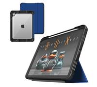 STM Dux Ultra - Funda para iPad A16/10ª generación, protección contra caídas MIL-SPEC, soporte magnético a presión, almacenamiento de lápices y crayones, parte trasera transparente, apagado y