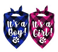STMK It's A Boy It's A Girl - Pañuelo a cuadros para perro, anuncio de embarazo, para perros, bandanas para revelación de género, accesorio para fotos para perros (azul y rosa)