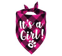 STMK It's A Girl - Pañuelo a cuadros para perro, anuncio de embarazo, para perro, anuncio de bebé, revelación de género, accesorio para fotos para perros (rosa)