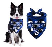 STMK My Parents are Getting Me A Human Plaid Dog Bandana, Pañuelo de perro a cuadros para anuncio de embarazo, Pañuelo de perro para revelar género para perro (azul)