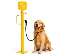 STMKB Estación De Estacionamiento para Perros, Poste para Atar Correas De Perros con Ganchos Dobles, Estación De Amarre Exterior para Perros con Letrero para Perros, para Cafeterías, D