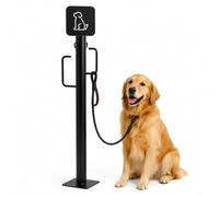 STMKB Estación De Estacionamiento para Perros, Poste para Atar Correas De Perros con Ganchos Dobles, Estación De Amarre Exterior para Perros con Letrero para Perros, para Cafeterías, A