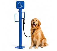 STMKB Estación De Estacionamiento para Perros, Poste para Atar Correas De Perros con Ganchos Dobles, Estación De Amarre Exterior para Perros con Letrero para Perros, para Cafeterías, C