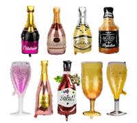 STNRST-IN 9 globos de champán, globos de aluminio Mylar de helio, botella de whisky, globo de copa de vino para cumpleaños, boda, compromiso, celebración, suministros de fiesta, decoraciones de