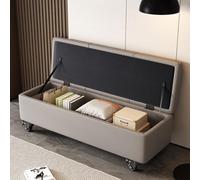 Sto - Banco para sala de estar y dormitorio, reposapiés de piel sintética con ruedas, extremo de la cama, color gris claro, 40 cm, piel slish y funcional
