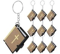 STOBAZA 10 Piezas Llaveros Religiosos Biblia Miniatura 10 Piezas, Colgante de Libro Bíblico Metálico en Color Dorado Rosa, Adorno para Llaves, Mochila y Obsequio para Comunión