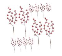 STOBAZA 12 Piezas Palitos Navideños de Bayas Artificiales Rojas Escarchadas Ramitas Flexibles de Frutos Rojos para Decoración Navideña Rústica Tallos para Guirnaldas y Árboles de Navidad