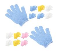 STOBAZA 16 Pares Guantes Exfoliantes de Baño Manoplas de Nylon Doble Cara para Masaje Corporal Guante de Cinco Dedos para Ducha y Exfoliación Reutilizables y Aptos para Tipo de Piel