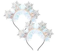 STOBAZA 2 Diademas Navideñas Copos de Nieve Pelo de Cuero Sintético y Fieltro Accesorio Cómodo y Festivo para Fiestas y Temporada de Vacaciones