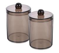 STOBAZA 2 Frascos Organizadores para Hisopos de Algodón Caja de Almacenamiento Negra Transparente con Tapa Compacta y Multiusos para Baño y Tocador Frascos Pequeños para Orden y