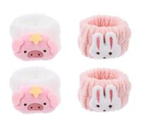STOBAZA 2 Pares Pulsera para Spa de Felpa Absorbente de Agua Diseño Dulce y Colorido, Banda Cómoda para Lavarse la Cara, Evita Agua Corra Brazos, Adecuado para Yoga y Cuidado Facial