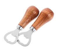 STOBAZA 2 Piezas Abrebotellas de Cerveza Manual Mango de Madera Abridor de Botellas Portátil para Fiestas y Reuniones Resistente y Práctico