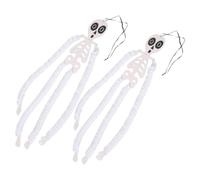 STOBAZA 2 Piezas Decoraciones Colgantes de Esqueletos de Halloween en Papel Blanco para Fiestas Interiores, Pancartas Espeluznantes y Adorno Versátil para Ambiente Temático de Terror