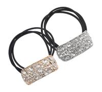 STOBAZA 2 piezas Gomas Elásticas para Pelo con Brillo y Strass de Unidades Dorado y Plateado Sujetador de Coleta para Mujer Accesorio Práctico y Elegante para Peinados Diarios