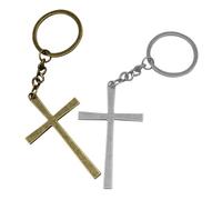 STOBAZA 2 Piezas Llavero Metálico Decorativo con Colgante de Cruz Única de Antiguo y Plata Accesorio Funcional para Mochila y Bolso Resistente Significado Espiritual