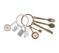 STOBAZA 2 Piezas Llavero para Decoración de Llaves Accesorio Creativo y Funcional de Huevo Frito Tenedor y Cuchara en Aleación en Coche o Obsequio Original
