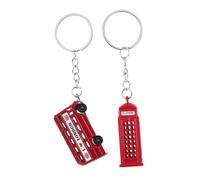 STOBAZA 2 piezas Llavero Vintage de Aleación con Símbolos Británicos Autobús y Cabina Telefónica Estilo Londres Recuerdo Turístico Original para Regalo