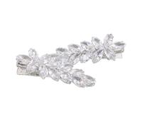 STOBAZA 2 Piezas Pinza Pelo de Circonita en Cobre Diseño Ligero y Forma de Hoja Plateada, Adecuado para Bodas y Fiestas Elegantes