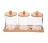 STOBAZA 3 Juegos Organizador Transparente de Algodón con Tapa Bandeja de Botes para Bastoncillos y Discos Desmaquillantes Almacenamiento Funcional y Elegante para Baño y Maquillaje