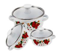 STOBAZA 3 piezas Ollas de Esmalte para Cocina Olla Multifuncional para y Guisos para Noodles Leche y Comida de Diseño Ergonómico y Elegante
