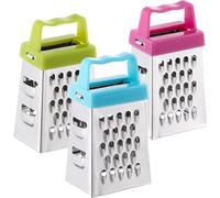STOBAZA 3 Ralladores de Queso Mini de Acero Inoxidable, Cortadores de Verduras Multiusos Pequeños en 3 Colores (azul, Verde Claro, Rosa Fucsia) para Cocina y Preparación Rápida