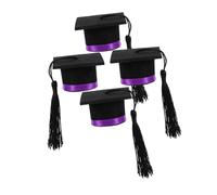 STOBAZA 4 Piezas Decoración De Sombrero De Doctorado Mini Birrete De Graduación Tapas De Botellas Birrete De Graduación para Botellas De Vino Adorno para Biberón De Tapas De Vino para Cele