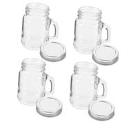 STOBAZA 4 piezas Tarros de Vidrio con Tapa y Asa de Frascos Mini Mason Jar para Postres Mermeladas y Bebidas Contenedores Versátiles para Cocina y Exterior