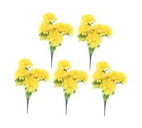 STOBAZA 5 Piezas Cabezas de Flores Artificiales Amarillas de Crisantemo de Flores de Seda para Cementerios Decoraciones Duraderas para Tumbas y Centros de Mesa Versátiles