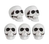 STOBAZA 5 Piezas Decoraciones de Calaveras para Halloween Figuras Pequeñas de Plástico Blanco, Decoración Realista y Versátil para Interiores y Casas Encantadas