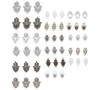 STOBAZA 51 Piezas de Colgantes DIY de Aleación Diseño de Palma Hueca, Accesorios para Hacer Joyas, Dijes Colgantes de Estilo Retro en Colores Surtidos para Pulseras y Estilo Aleatorio