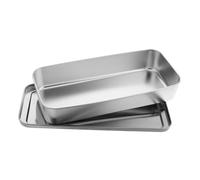 STOBAZA Bandeja de Acero Inoxidable Rectangular con Tapa para Hornear Tartas y Postres para y Cheesecake Reutilizable y para Horno Tostador