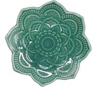 STOBAZA Bandeja de Cerámica Decorativa Mandala para Joyas y Cosméticos, Organizador Elegante para Pendientes y Anillos en Tocador o Escritorio Verde