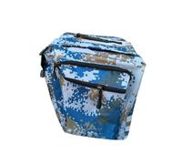 STOBAZA Bolsa Doble para Bicicleta Trasera Bolsillo para Bebida y Asas | Poliéster Azul, Fijación para Portaequipajes, Bolsillos Laterales, Fácil de Quitar, para Ciclismo de Montaña