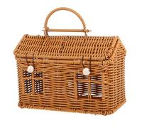 STOBAZA Bolso de Mano de Ratán Tejido a Mano con Forma de Casa Y Tapa, Cesta de Mimbre Novedosa para Guardar Cosas, Ideal para Fotos de Cumpleaños, Bodas Y Fiestas.