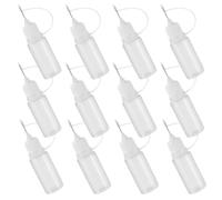 STOBAZA Botellas Aplicadoras de Pegamento de 5 Ml Set de 12 Piezas de Plástico PE Punta de Aguja para Precisión Manualidades y Mantenimiento Botellas Exprimibles Antifugas para y