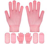 STOBAZA Calcetines Hidratantes para Pies y Guantes Hidratantes para Manos Set de 2 Pares en Algodón Transpirable Color Rosa Cobertura Completa para Hidratación Profunda y Cuidado Piel