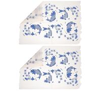 STOBAZA Calcomanías de Transferencia bajo Cubierta para Cerámica, Papel de Arcilla Resistente a Alta Temperatura, Patrón Azul Tradicional de Pescado, 2 Piezas para Decoración Artesanal