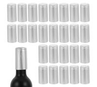 STOBAZA Cápsulas Termoencogibles de PVC para Botellas de Vino Tinto 100 Unidades Diámetro 32 MM X 60 MM Funda Selladora Retráctil Plateada para Embotellado Casero y Conservación de